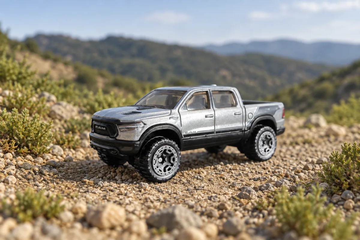 RAM Rebel Hot Wheels prata em cascalho